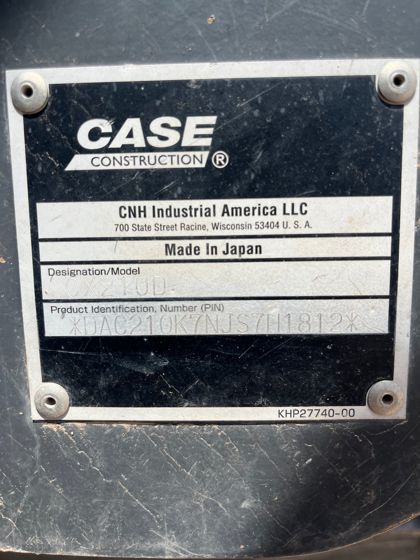 2018 CX210D Case Track Hoe Excavator