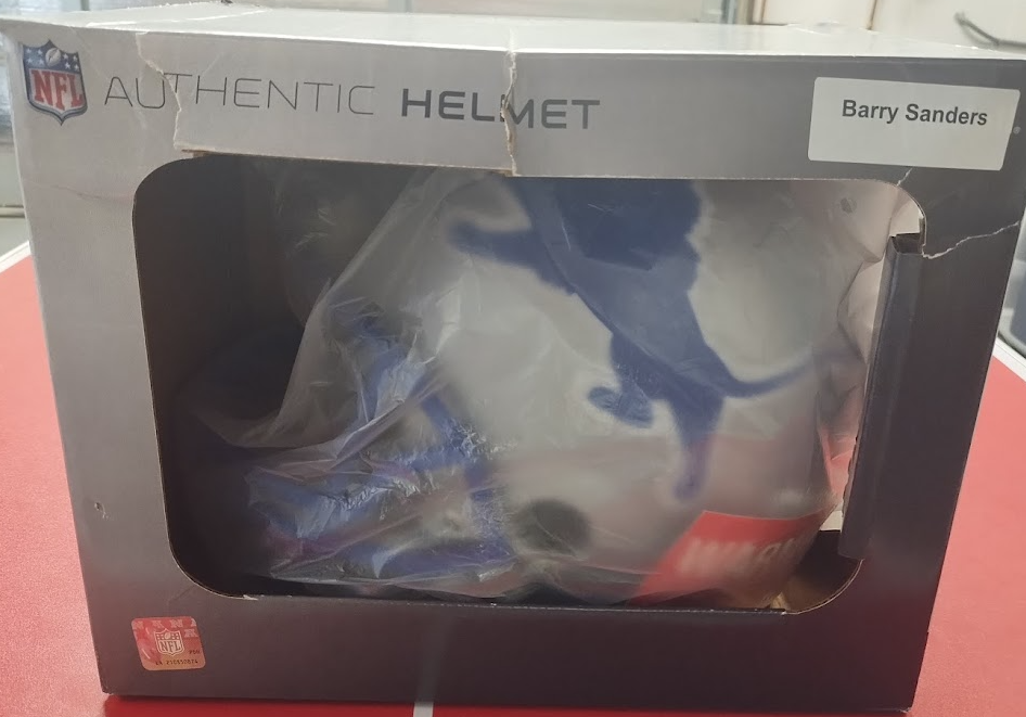 Signed Barry Sanders Helmet - Authentic NFL Memorabilia, Perfect for Sports Collectors and Fans