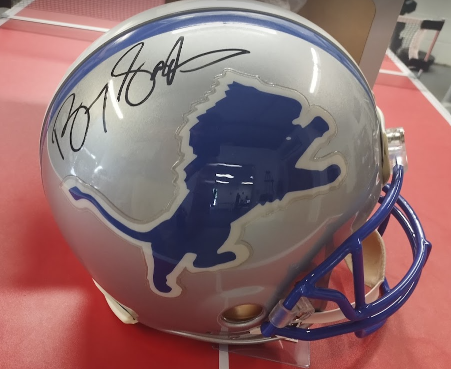 Signed Barry Sanders Helmet - Authentic NFL Memorabilia, Perfect for Sports Collectors and Fans