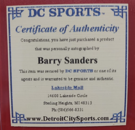 Signed Barry Sanders Helmet - Authentic NFL Memorabilia, Perfect for Sports Collectors and Fans