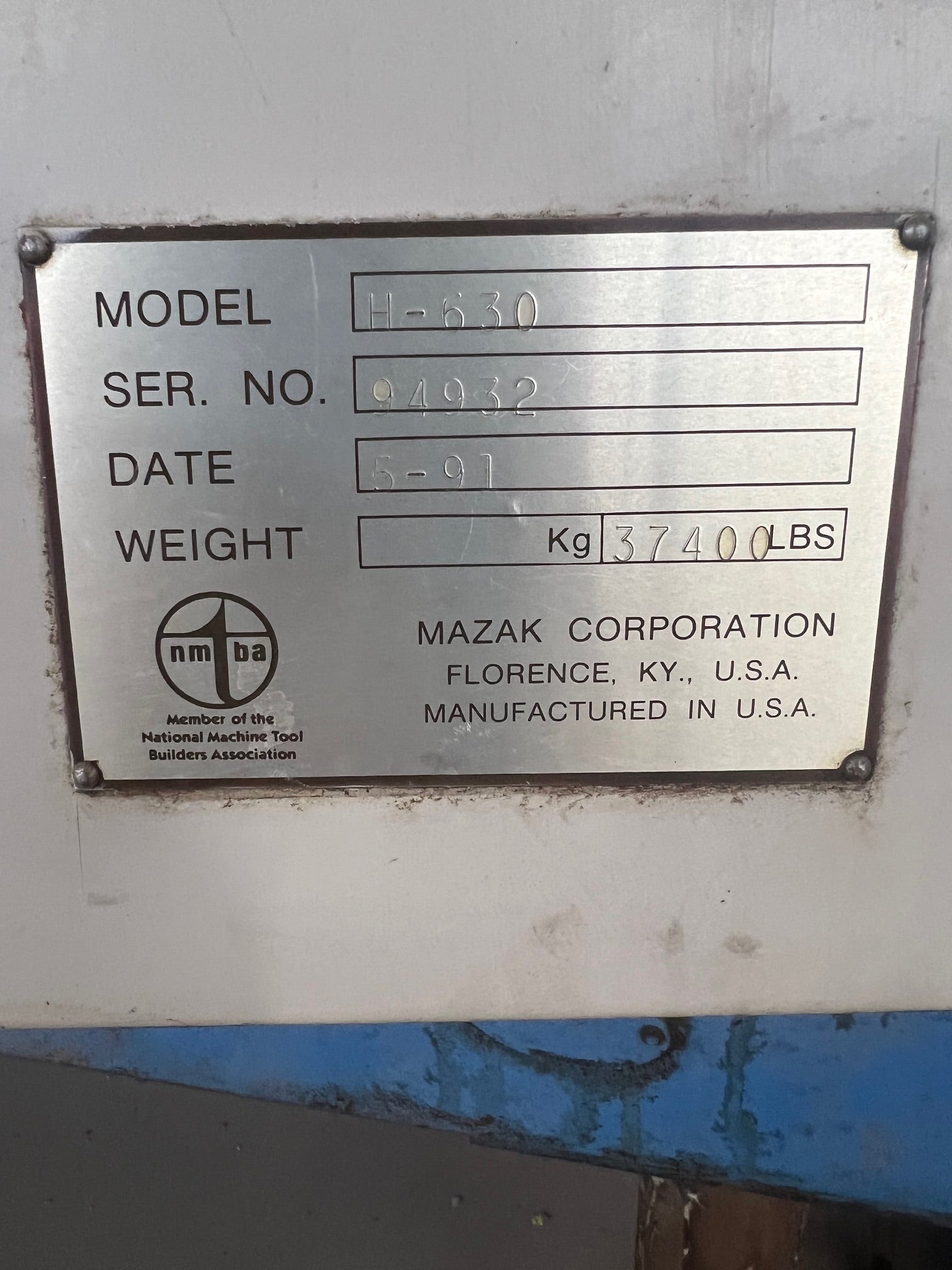 1991 Mazak H-630 CNC Machine